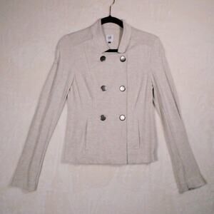 CAbi Oatmeal Stretch Charlie Jacket Size XS Moto Snap Front Soft Jersey